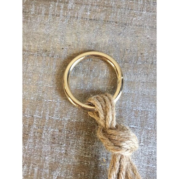 Macreme plain style plant hanging with gold color hanger 40” long rustic boho - Picture 4 of 4